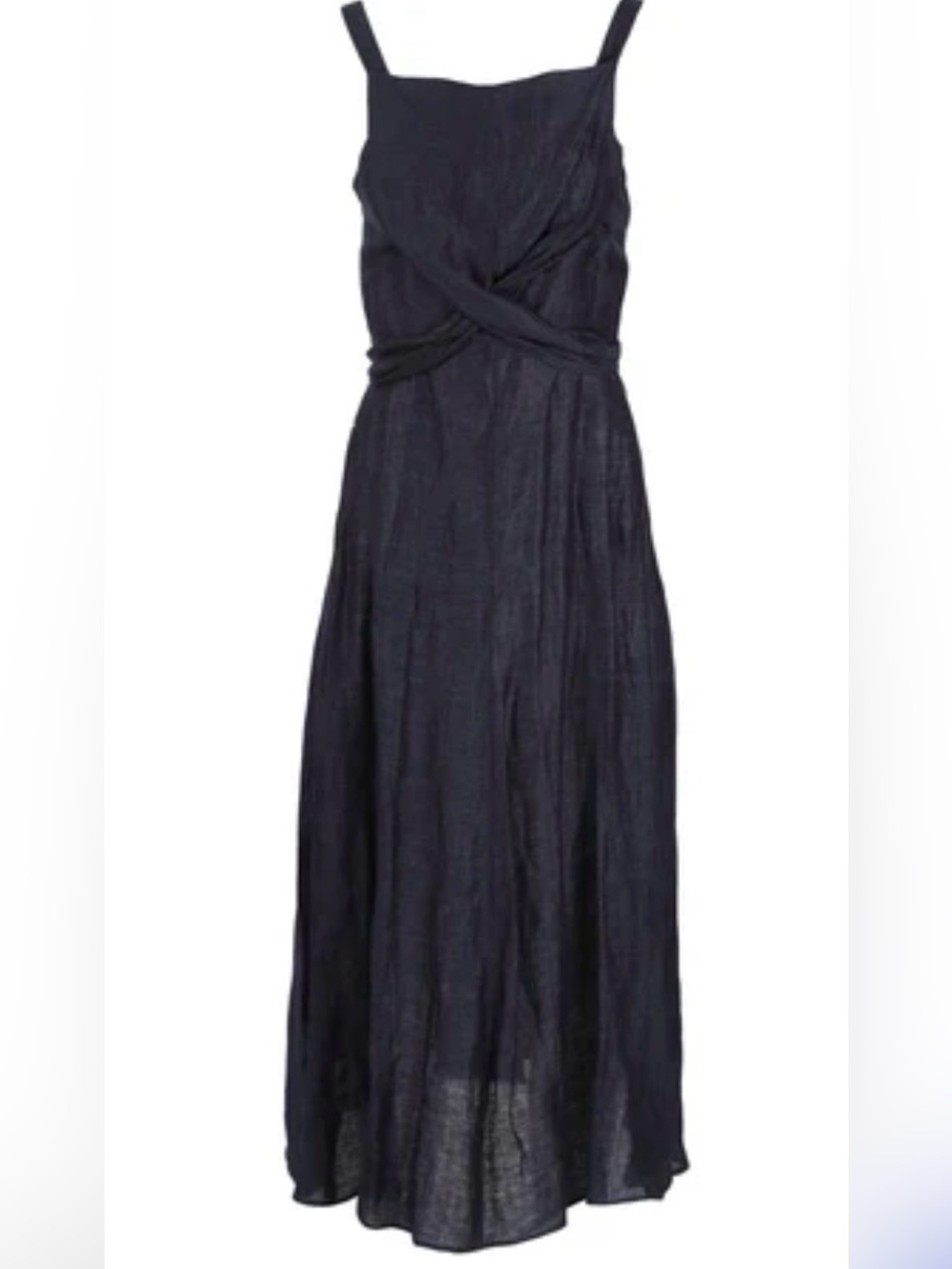 Masscob Navy Linen Twist Waist Midi Dress Women’s Medium Made in Spain